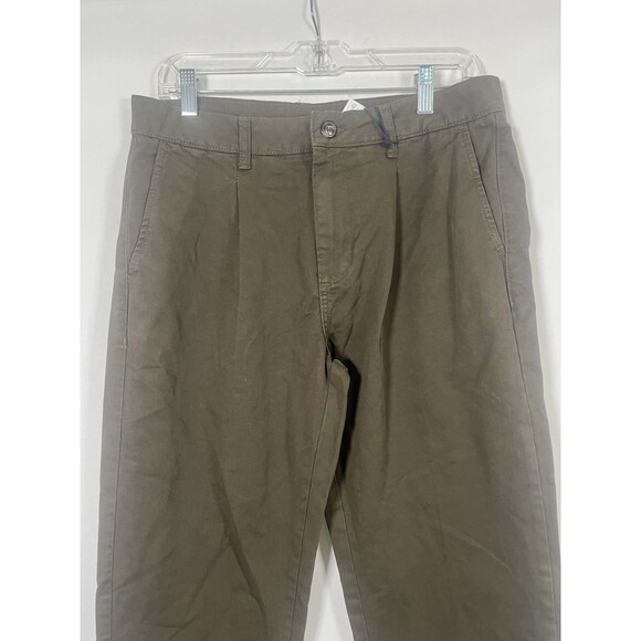 Piombo Italian Cotton Pleated Front Pants Men's 33 Classic Brown Chino Trouser - Picture 2 of 11